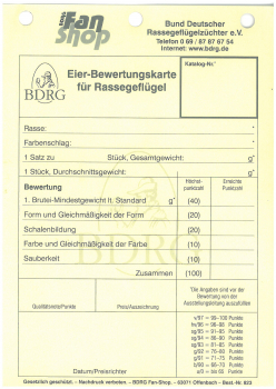 Bewertungskarten Block Eier 50 Stück